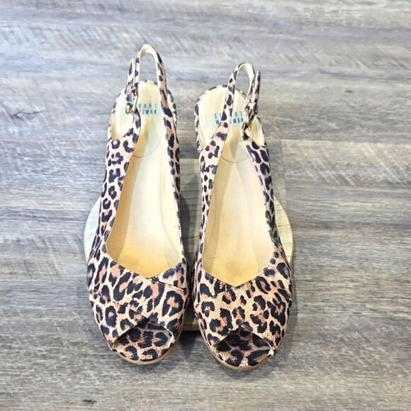 🐢 Stuart Weitzman Fierce Leopard print wedges size 11 - Picture 1 of 8